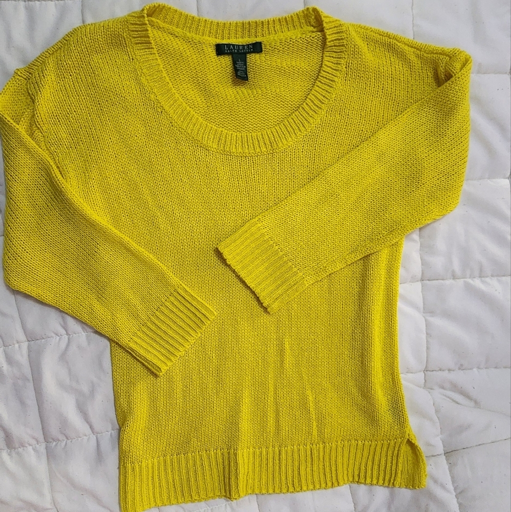 Ralph lauren knit yellow 3/4 top